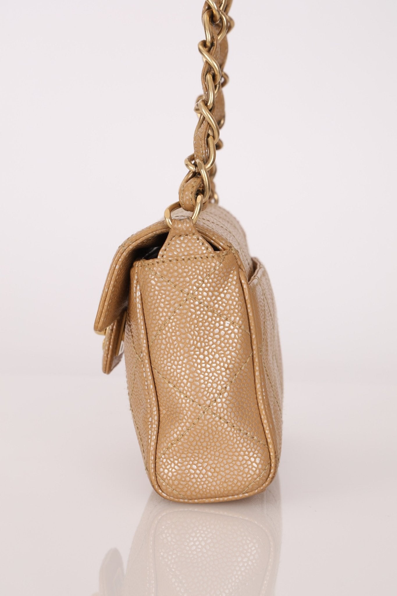 Ultra - Rare Chanel 2001 Iridescent Caviar Mini Half Flap - FashioNica