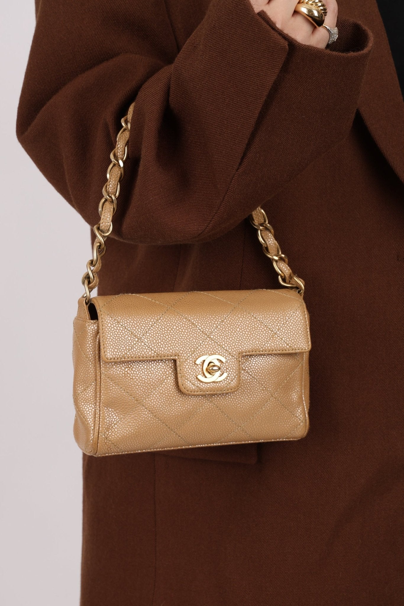 Ultra - Rare Chanel 2001 Iridescent Caviar Mini Half Flap - FashioNica