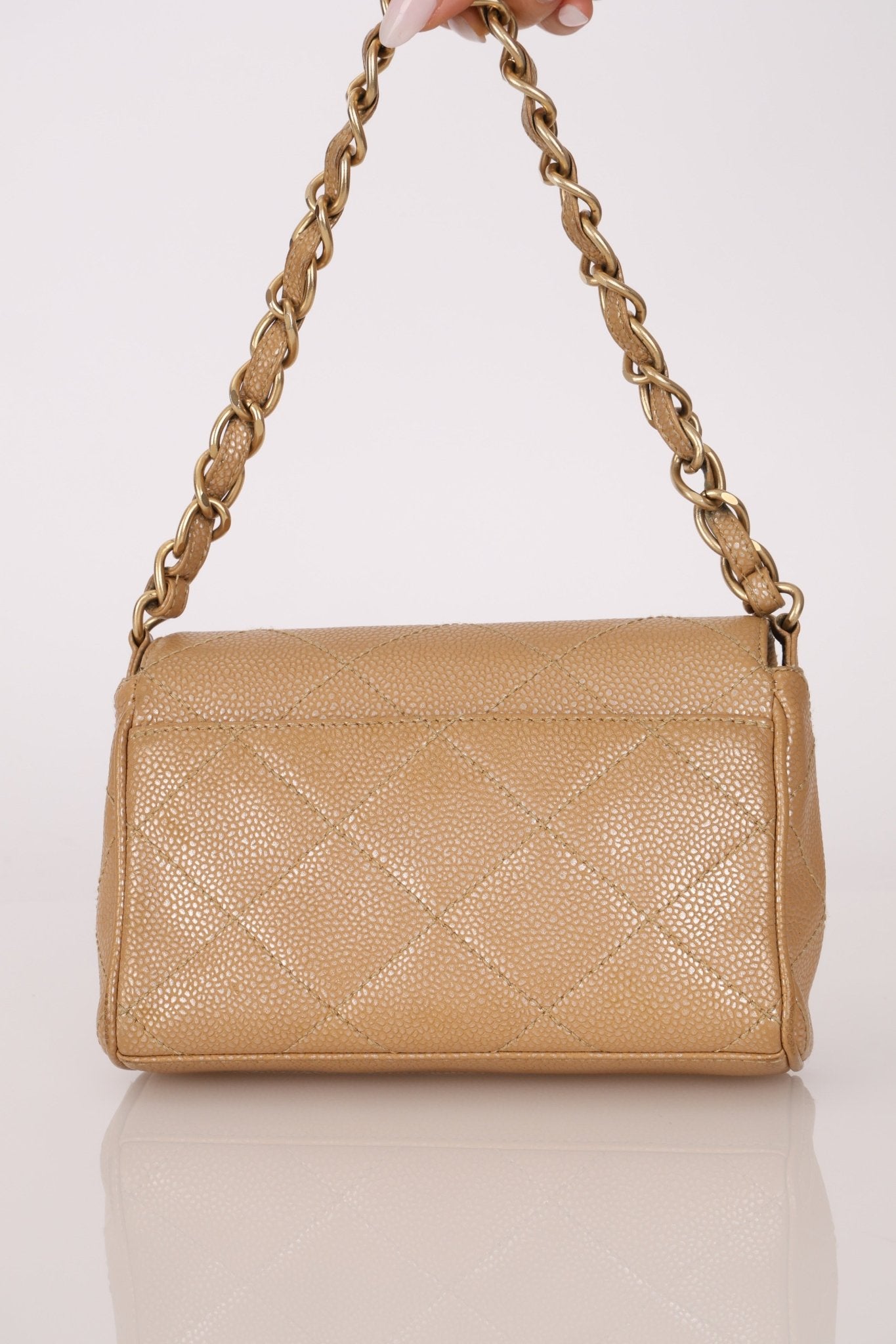 Ultra - Rare Chanel 2001 Iridescent Caviar Mini Half Flap - FashioNica