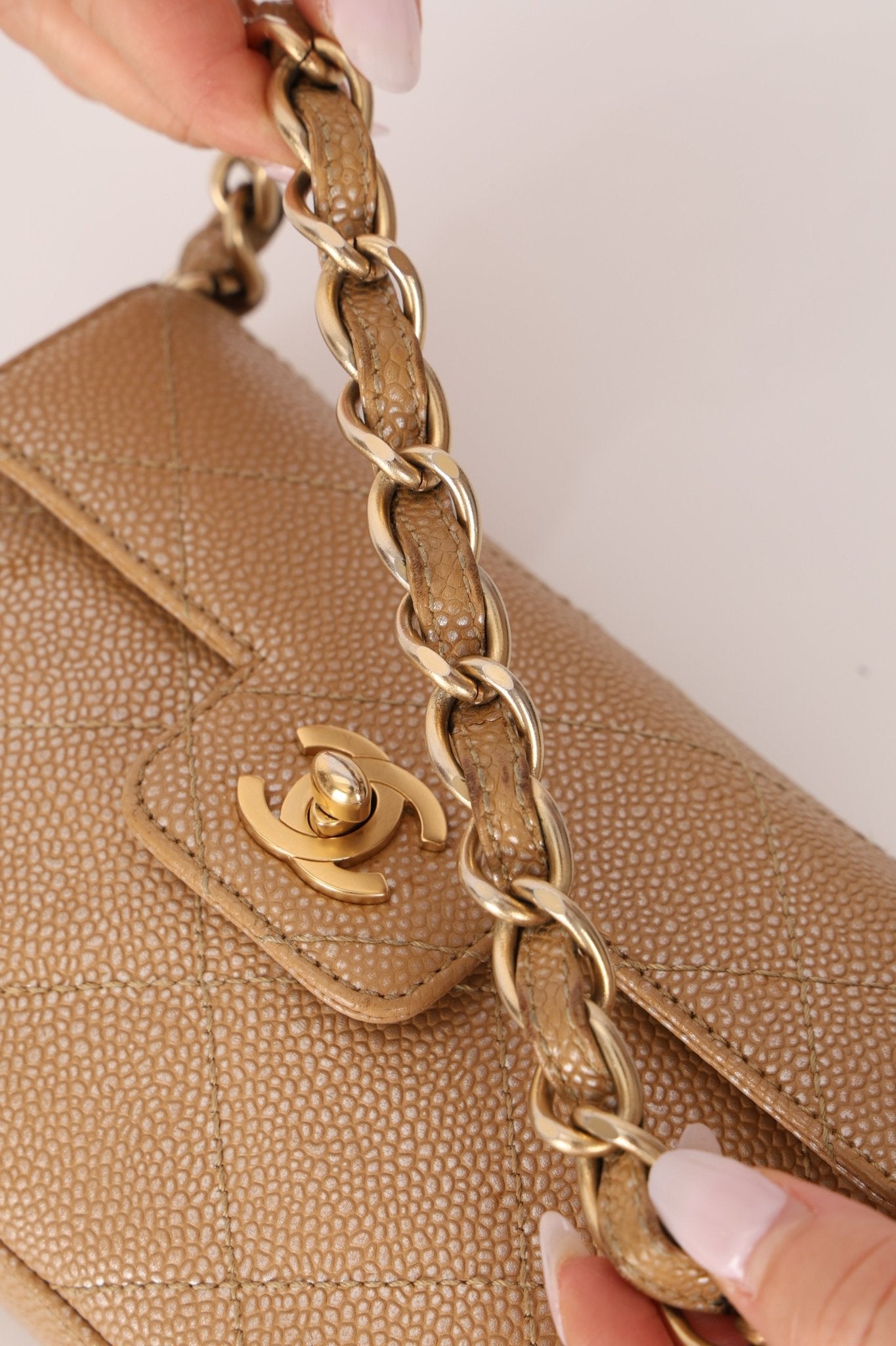 Ultra - Rare Chanel 2001 Iridescent Caviar Mini Half Flap - FashioNica