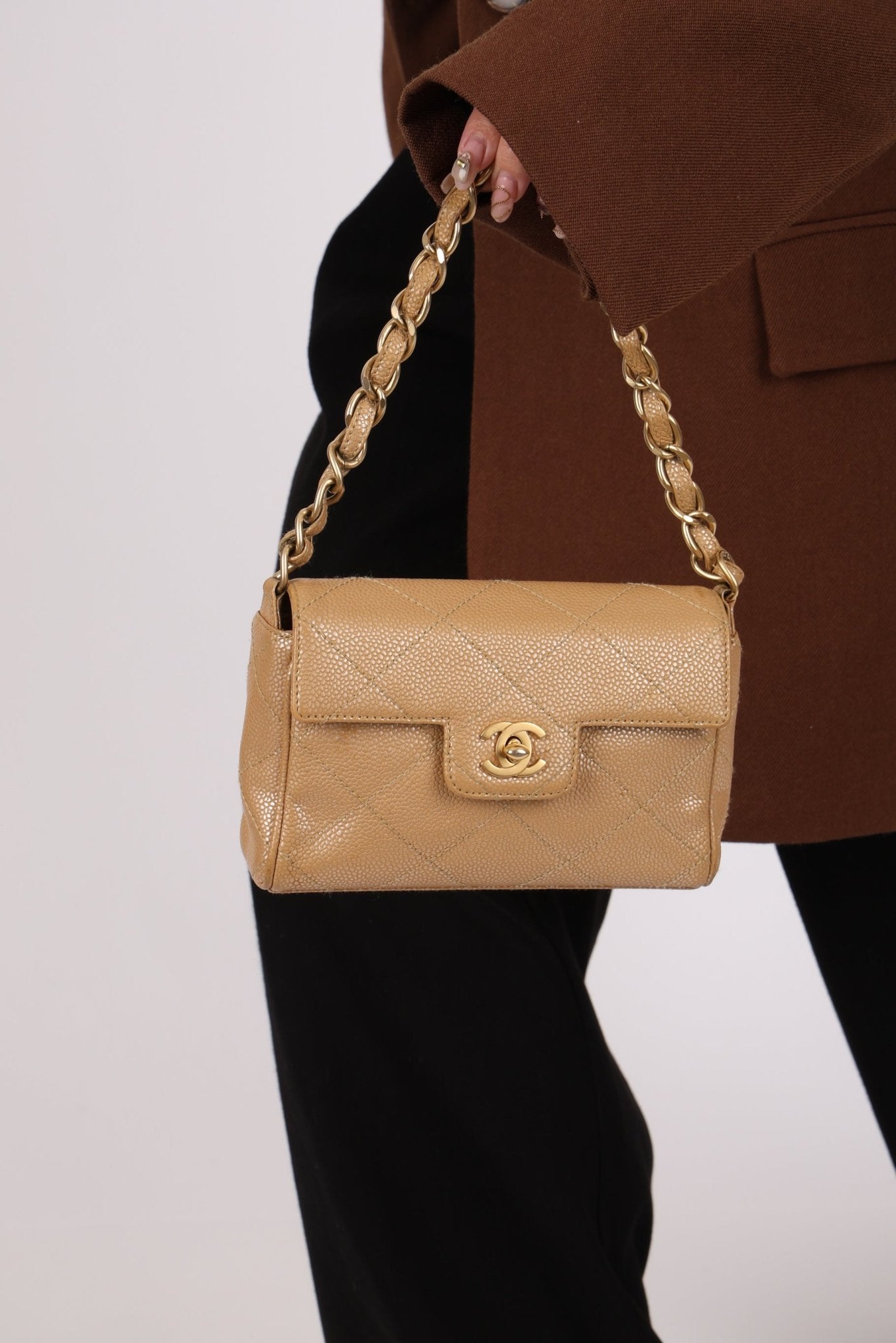 Ultra - Rare Chanel 2001 Iridescent Caviar Mini Half Flap - FashioNica