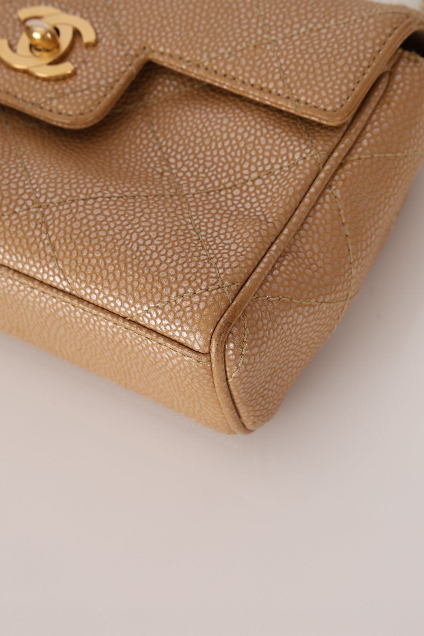 Ultra - Rare Chanel 2001 Iridescent Caviar Mini Half Flap - FashioNica