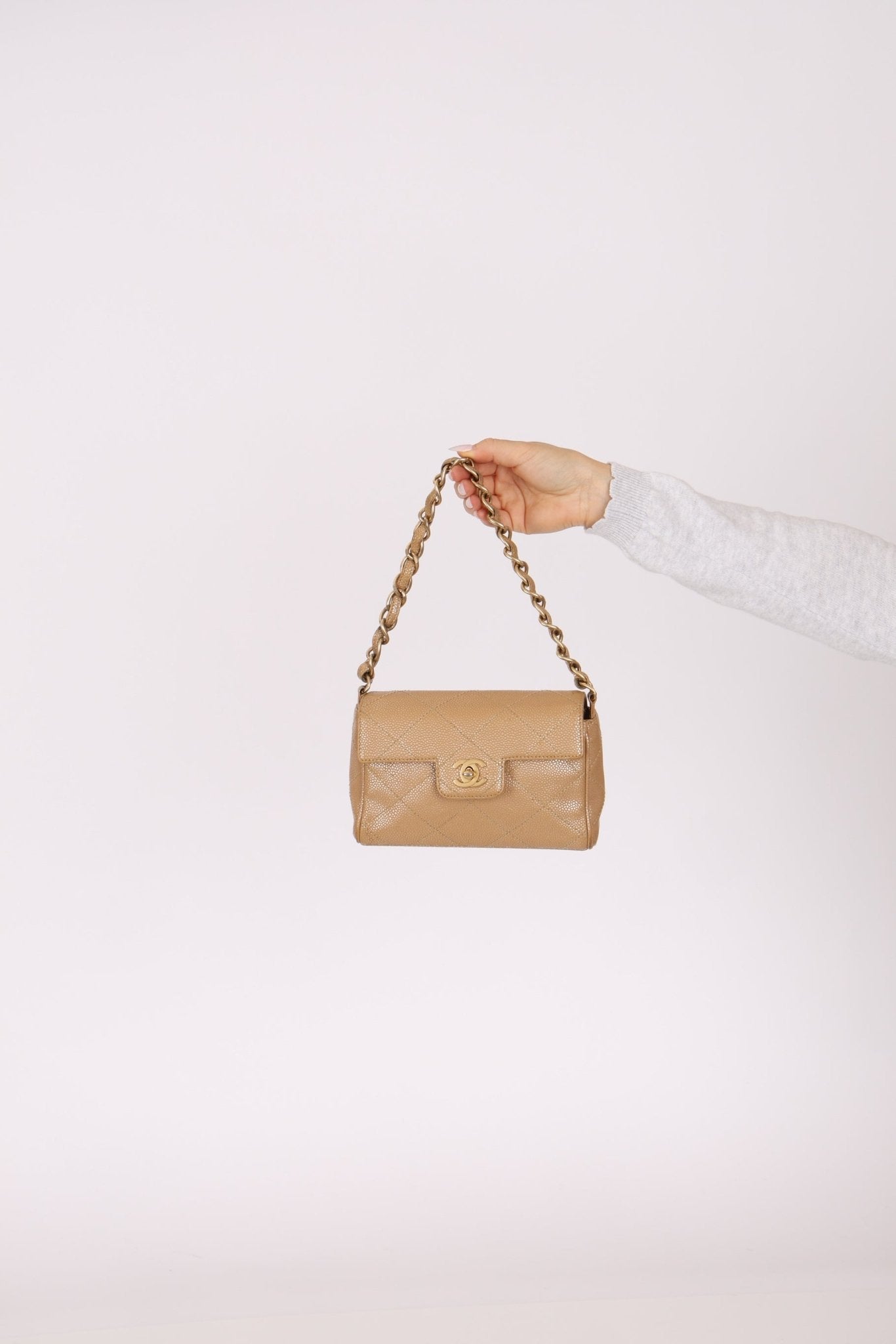 Ultra - Rare Chanel 2001 Iridescent Caviar Mini Half Flap - FashioNica