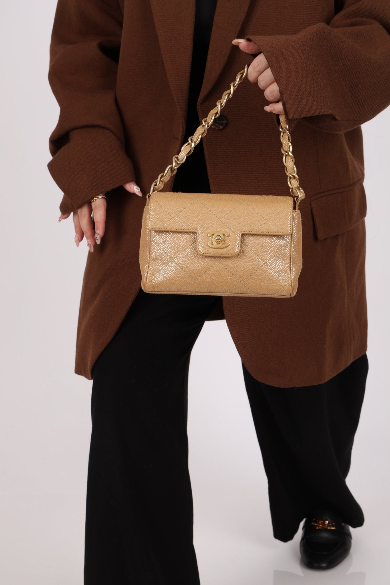 Ultra - Rare Chanel 2001 Iridescent Caviar Mini Half Flap - FashioNica