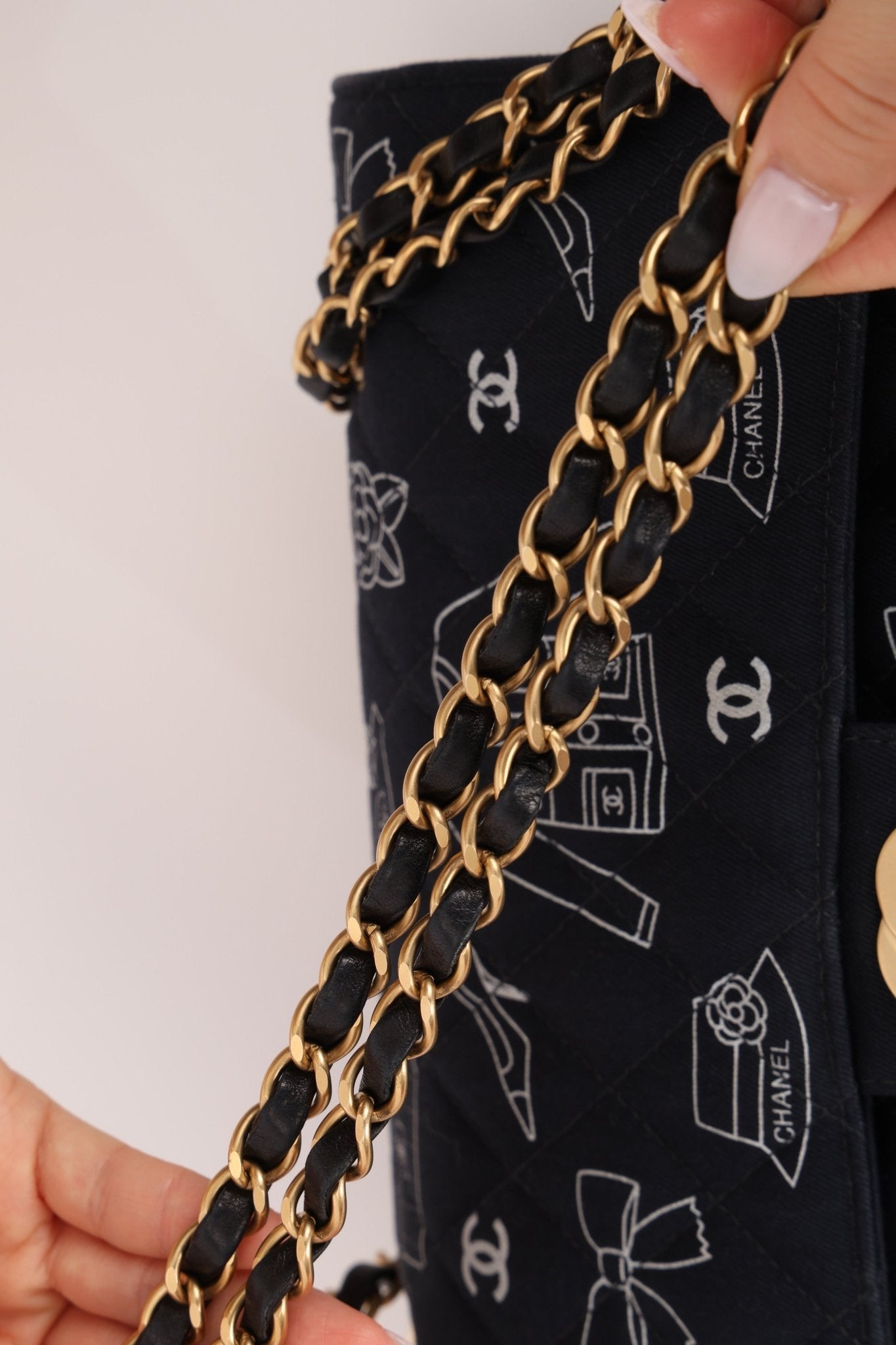 Ultra - Rare Chanel 2002 Canvas Icons Classic Medium Double Flap - FashioNica