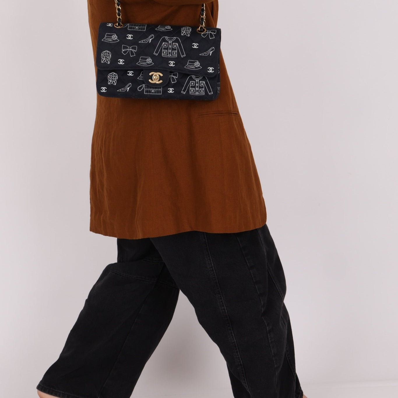 Ultra - Rare Chanel 2002 Canvas Icons Classic Medium Double Flap - FashioNica