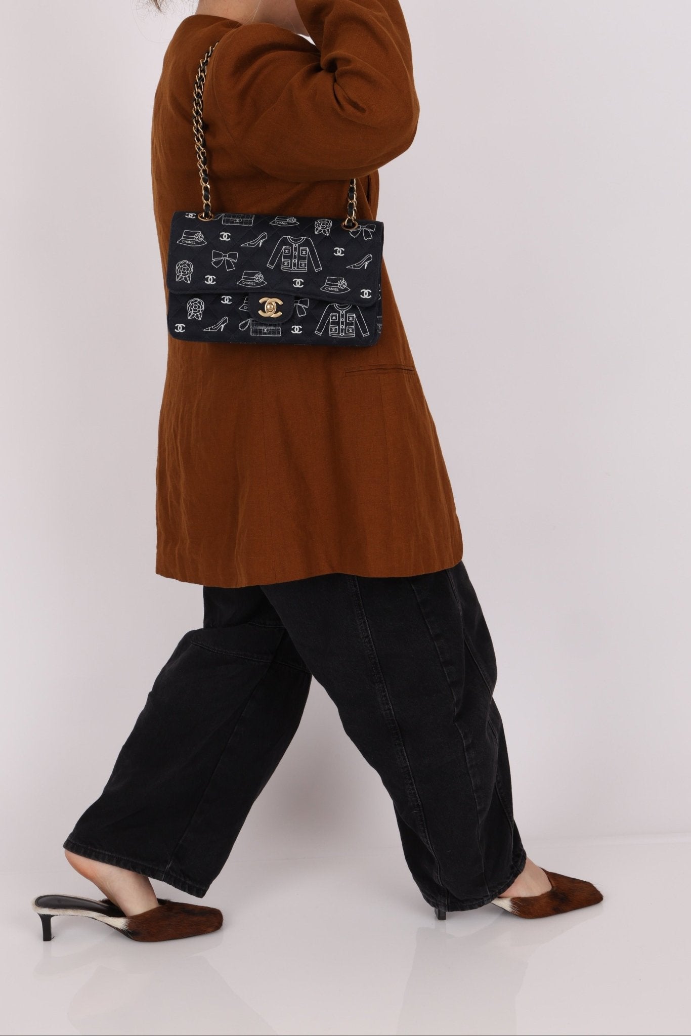 Ultra - Rare Chanel 2002 Canvas Icons Classic Medium Double Flap - FashioNica