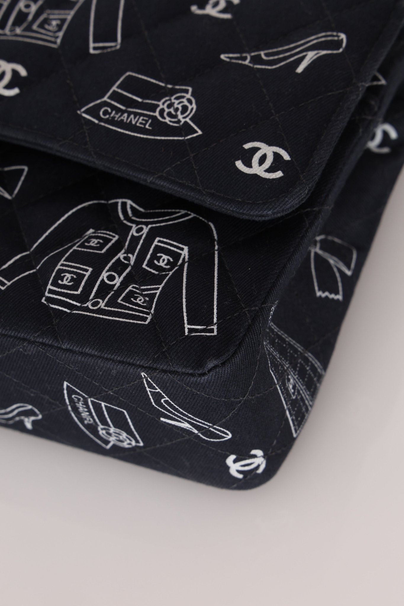 Ultra - Rare Chanel 2002 Canvas Icons Classic Medium Double Flap - FashioNica