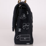 Ultra - Rare Chanel 2002 Canvas Icons Classic Medium Double Flap - FashioNica