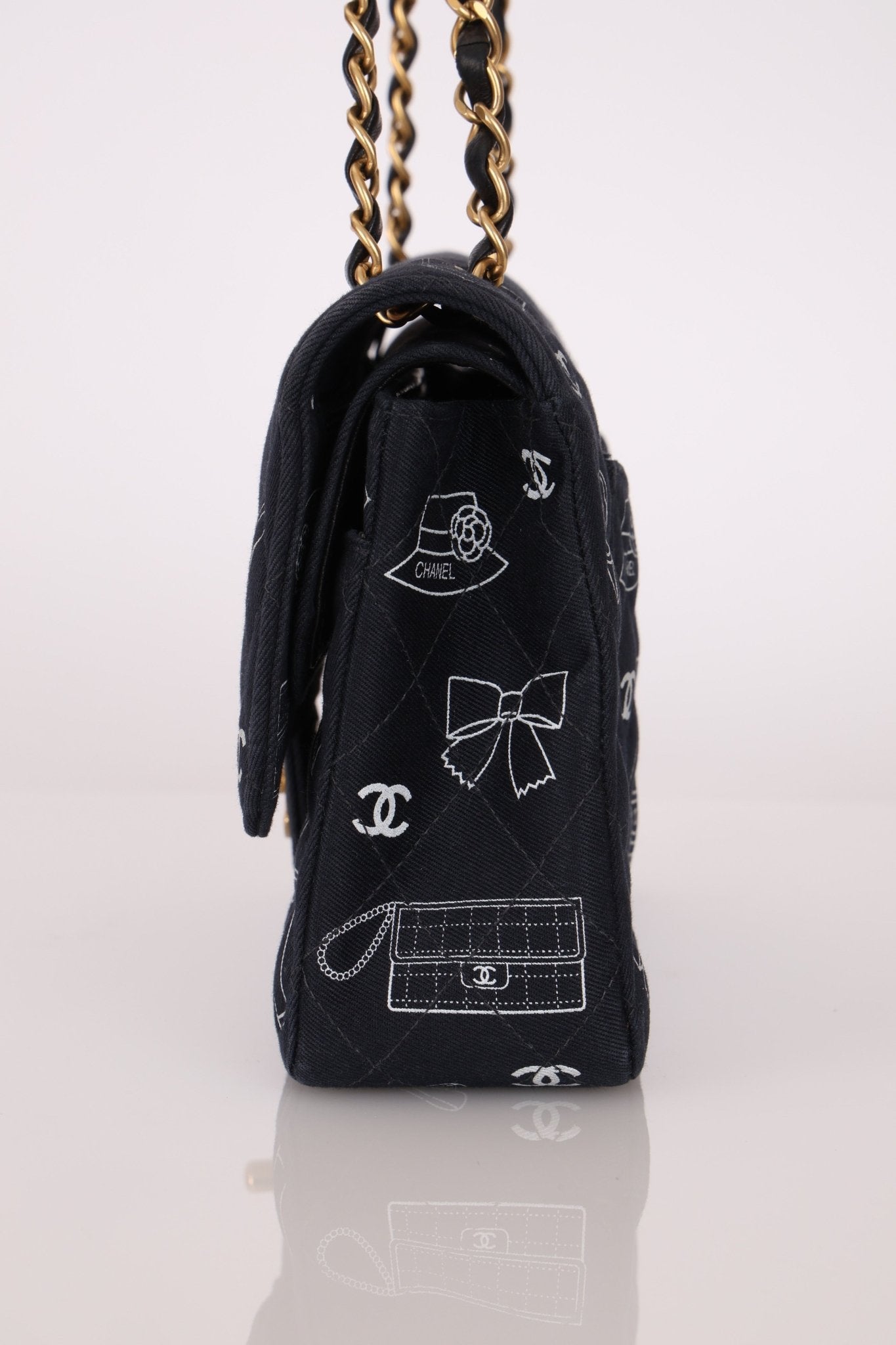 Ultra - Rare Chanel 2002 Canvas Icons Classic Medium Double Flap - FashioNica