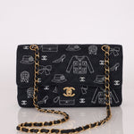Ultra - Rare Chanel 2002 Canvas Icons Classic Medium Double Flap - FashioNica