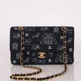 Ultra - Rare Chanel 2002 Canvas Icons Classic Medium Double Flap - FashioNica