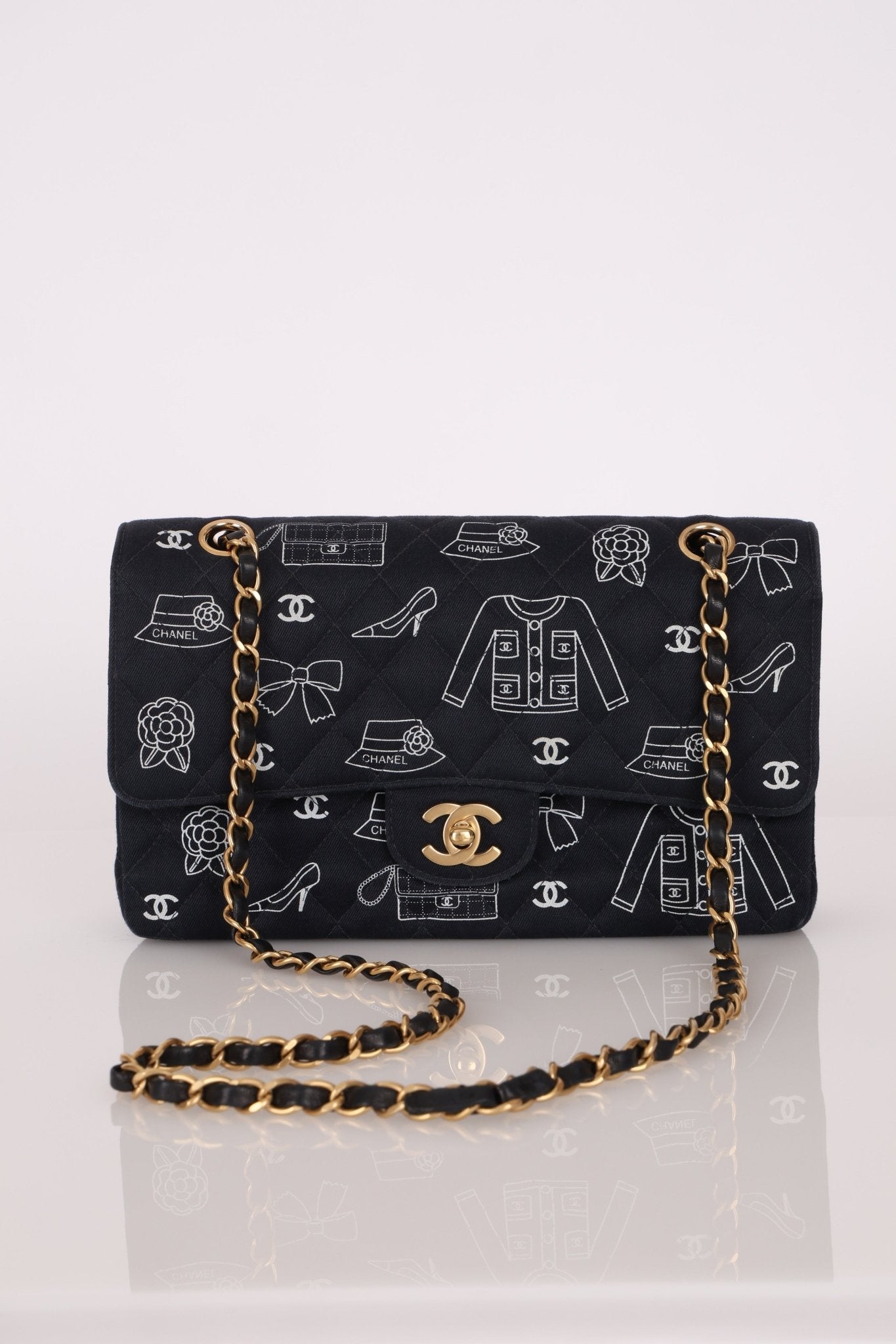 Ultra - Rare Chanel 2002 Canvas Icons Classic Medium Double Flap - FashioNica