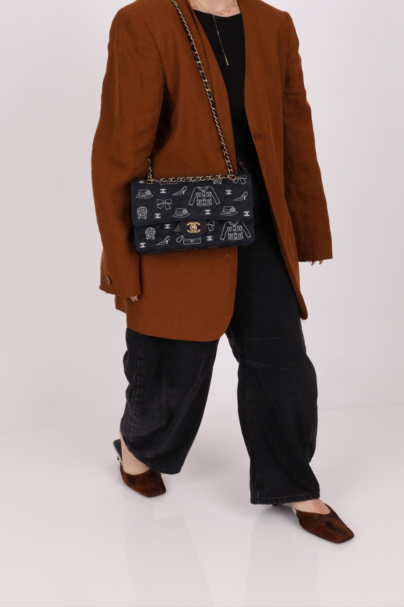 Ultra - Rare Chanel 2002 Canvas Icons Classic Medium Double Flap - FashioNica