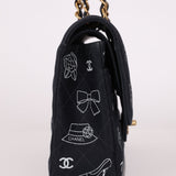 Ultra - Rare Chanel 2002 Canvas Icons Classic Medium Double Flap - FashioNica