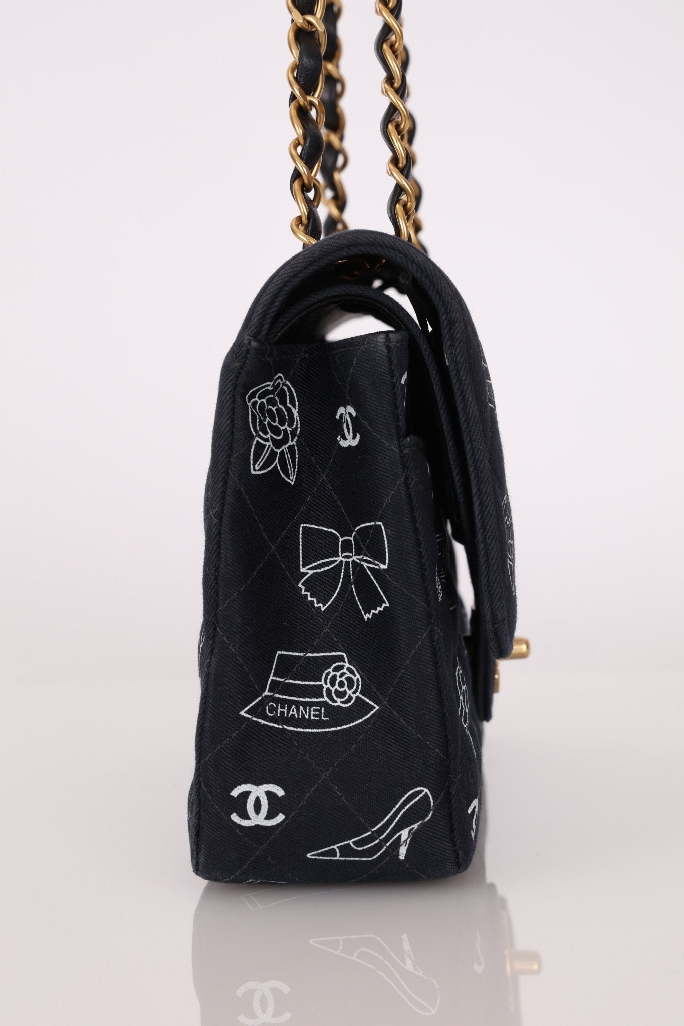 Ultra - Rare Chanel 2002 Canvas Icons Classic Medium Double Flap - FashioNica