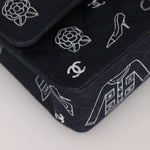 Ultra - Rare Chanel 2002 Canvas Icons Classic Medium Double Flap - FashioNica