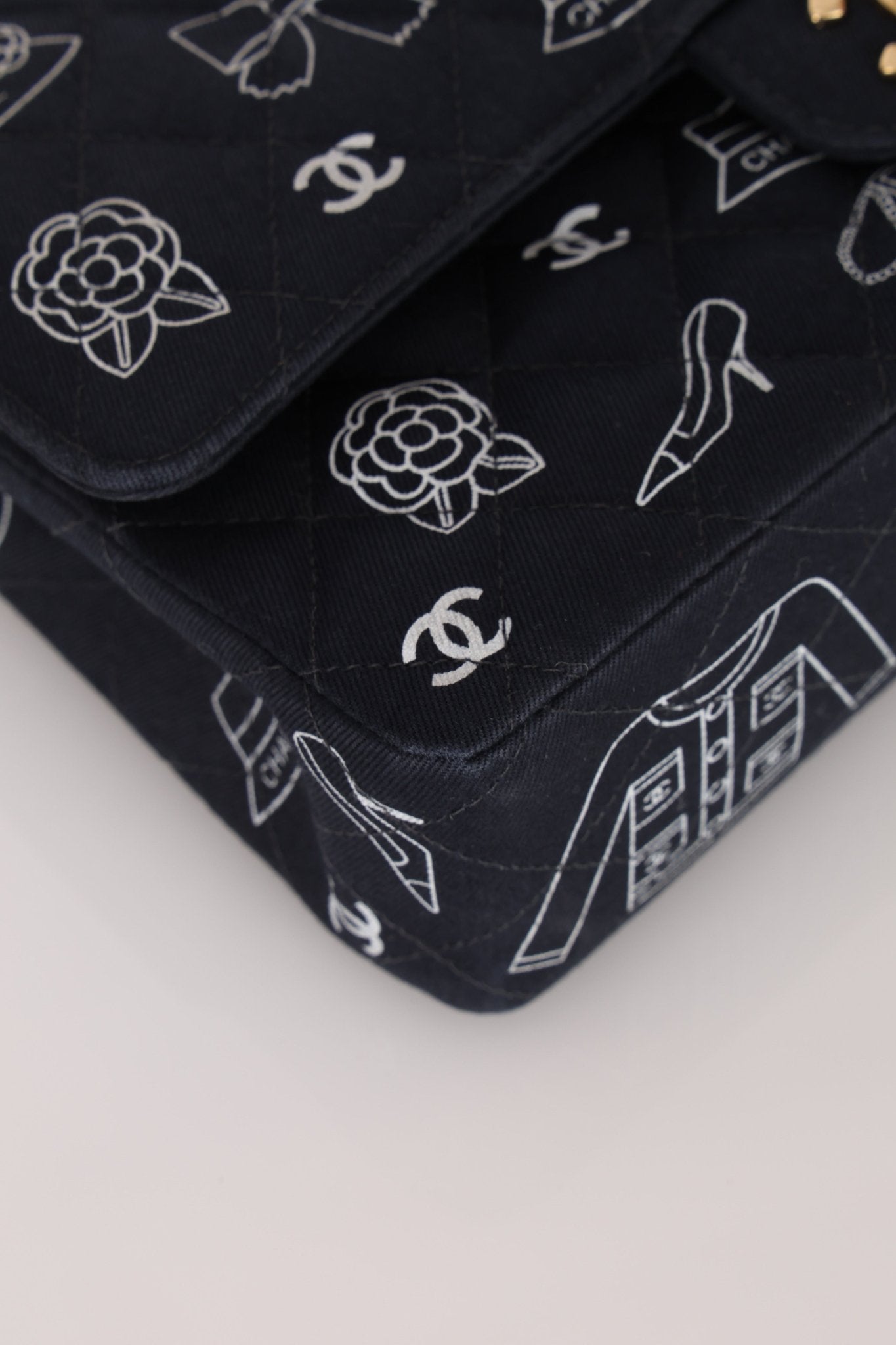 Ultra - Rare Chanel 2002 Canvas Icons Classic Medium Double Flap - FashioNica