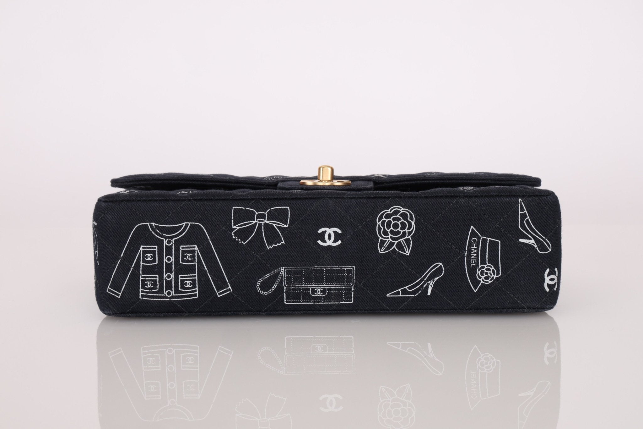 Ultra - Rare Chanel 2002 Canvas Icons Classic Medium Double Flap - FashioNica