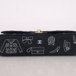 Ultra - Rare Chanel 2002 Canvas Icons Classic Medium Double Flap - FashioNica