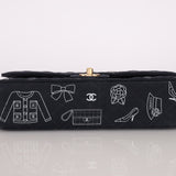 Ultra - Rare Chanel 2002 Canvas Icons Classic Medium Double Flap - FashioNica