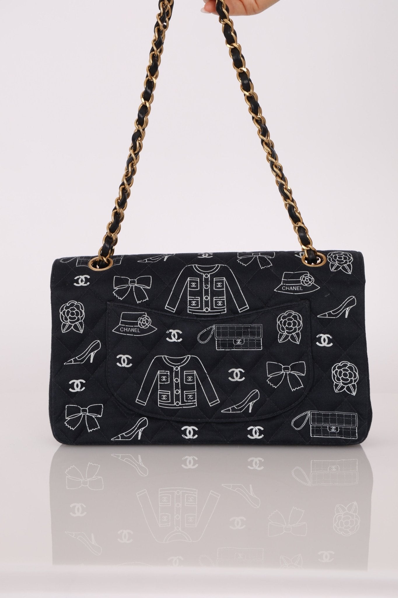 Ultra - Rare Chanel 2002 Canvas Icons Classic Medium Double Flap - FashioNica