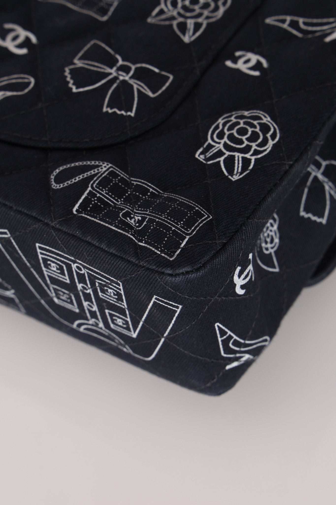 Ultra - Rare Chanel 2002 Canvas Icons Classic Medium Double Flap - FashioNica