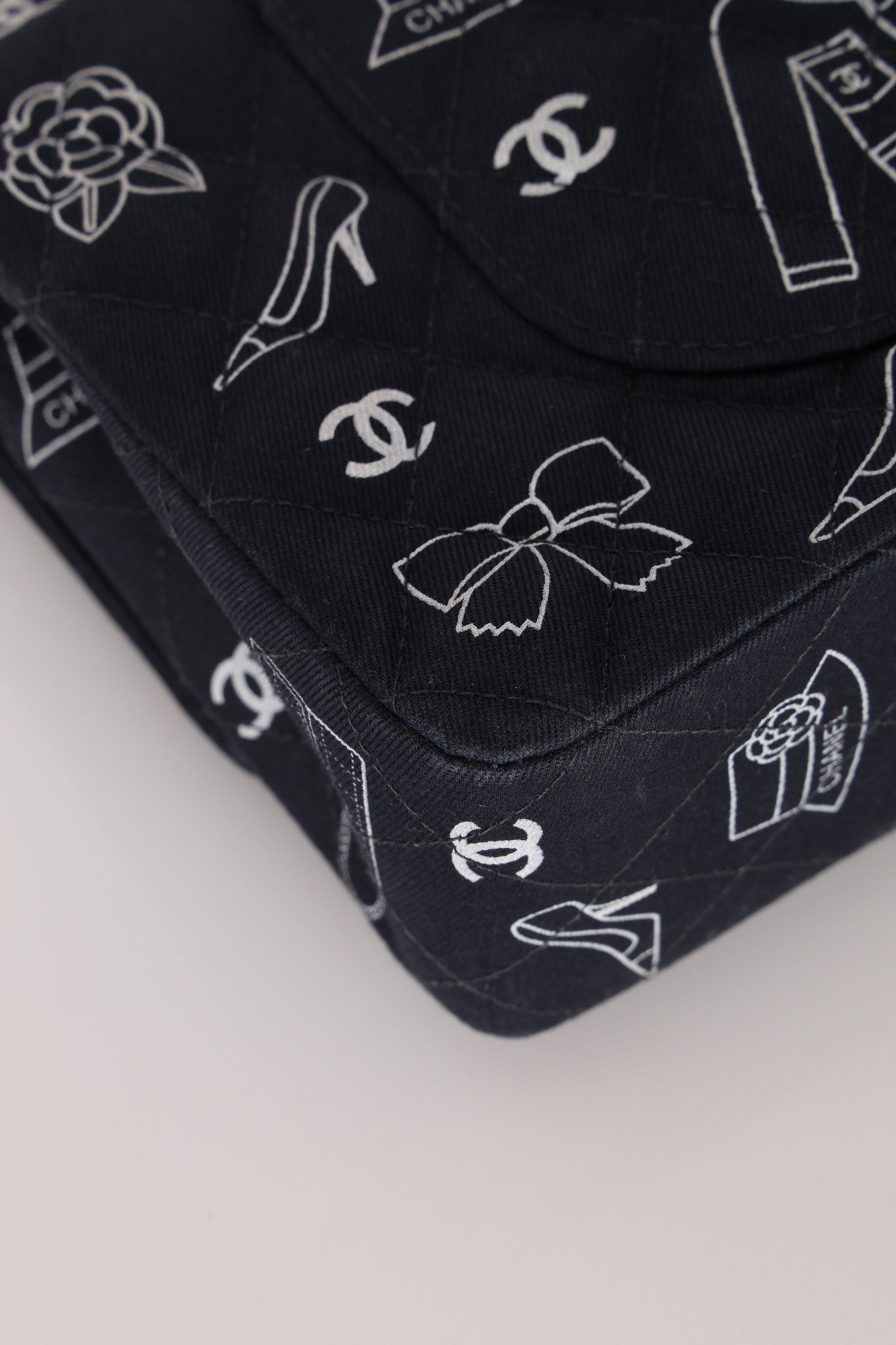 Ultra - Rare Chanel 2002 Canvas Icons Classic Medium Double Flap - FashioNica