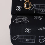 Ultra - Rare Chanel 2002 Canvas Icons Classic Medium Double Flap - FashioNica