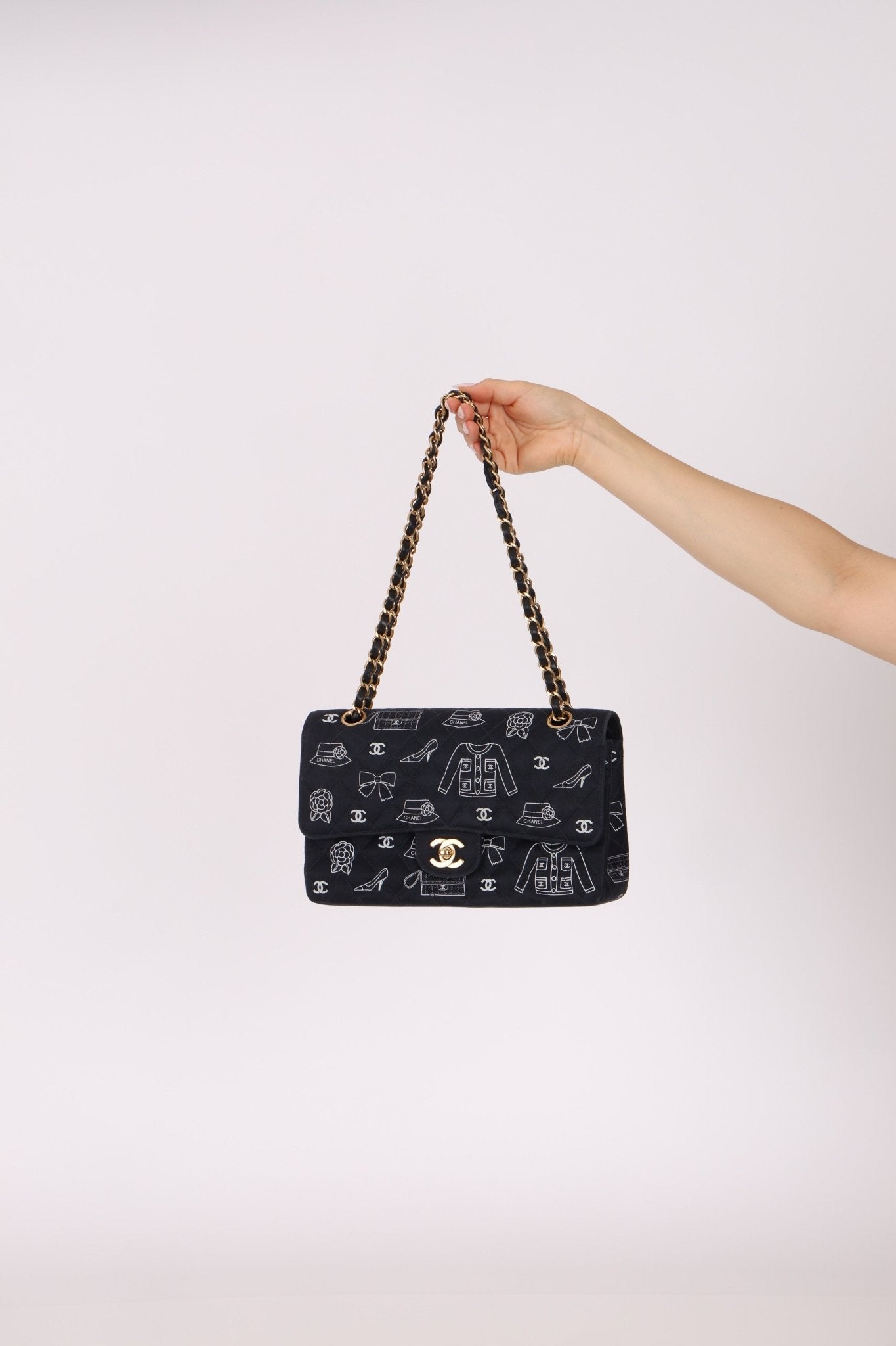 Ultra - Rare Chanel 2002 Canvas Icons Classic Medium Double Flap - FashioNica