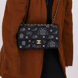 Ultra - Rare Chanel 2002 Canvas Icons Classic Medium Double Flap - FashioNica