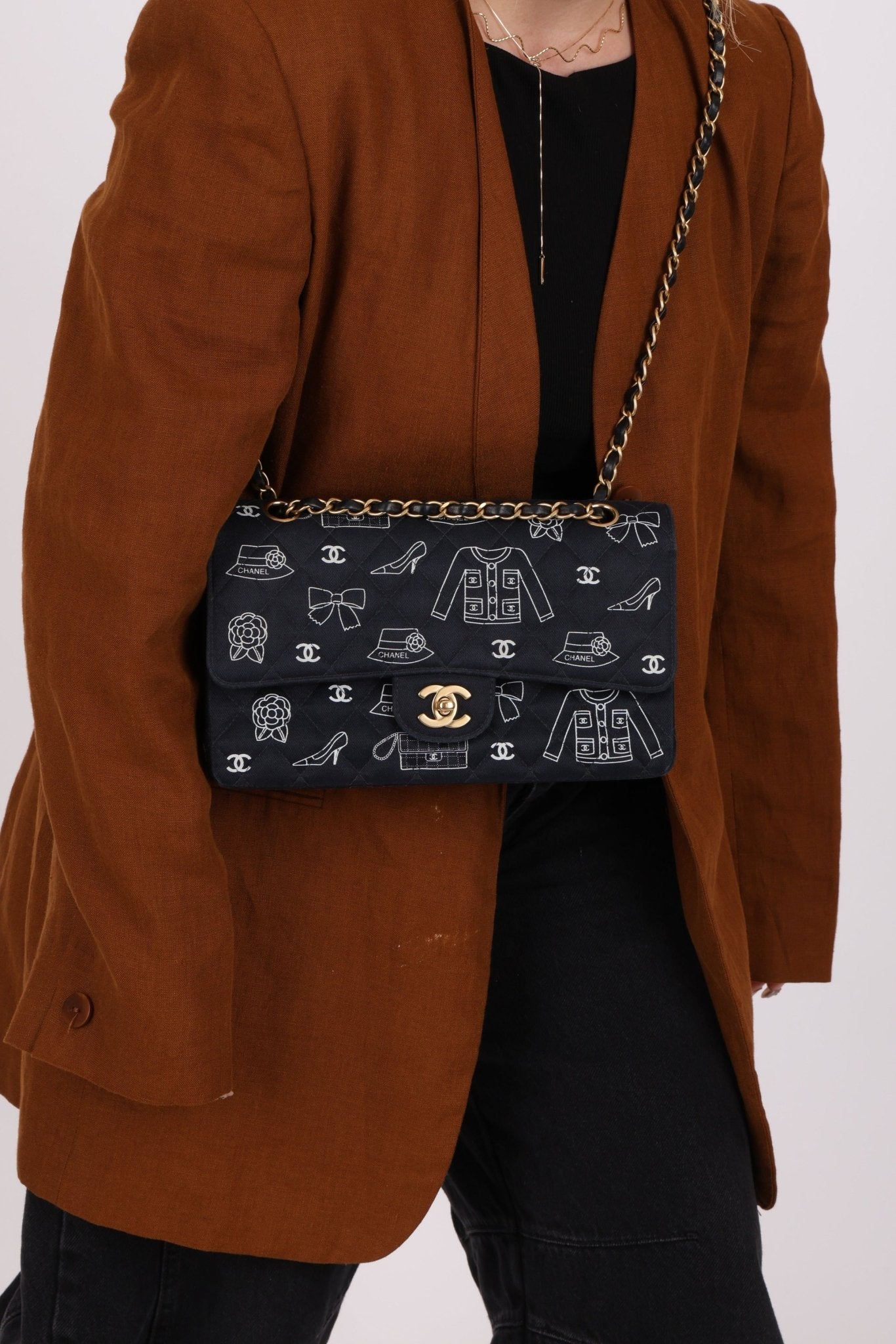 Ultra - Rare Chanel 2002 Canvas Icons Classic Medium Double Flap - FashioNica