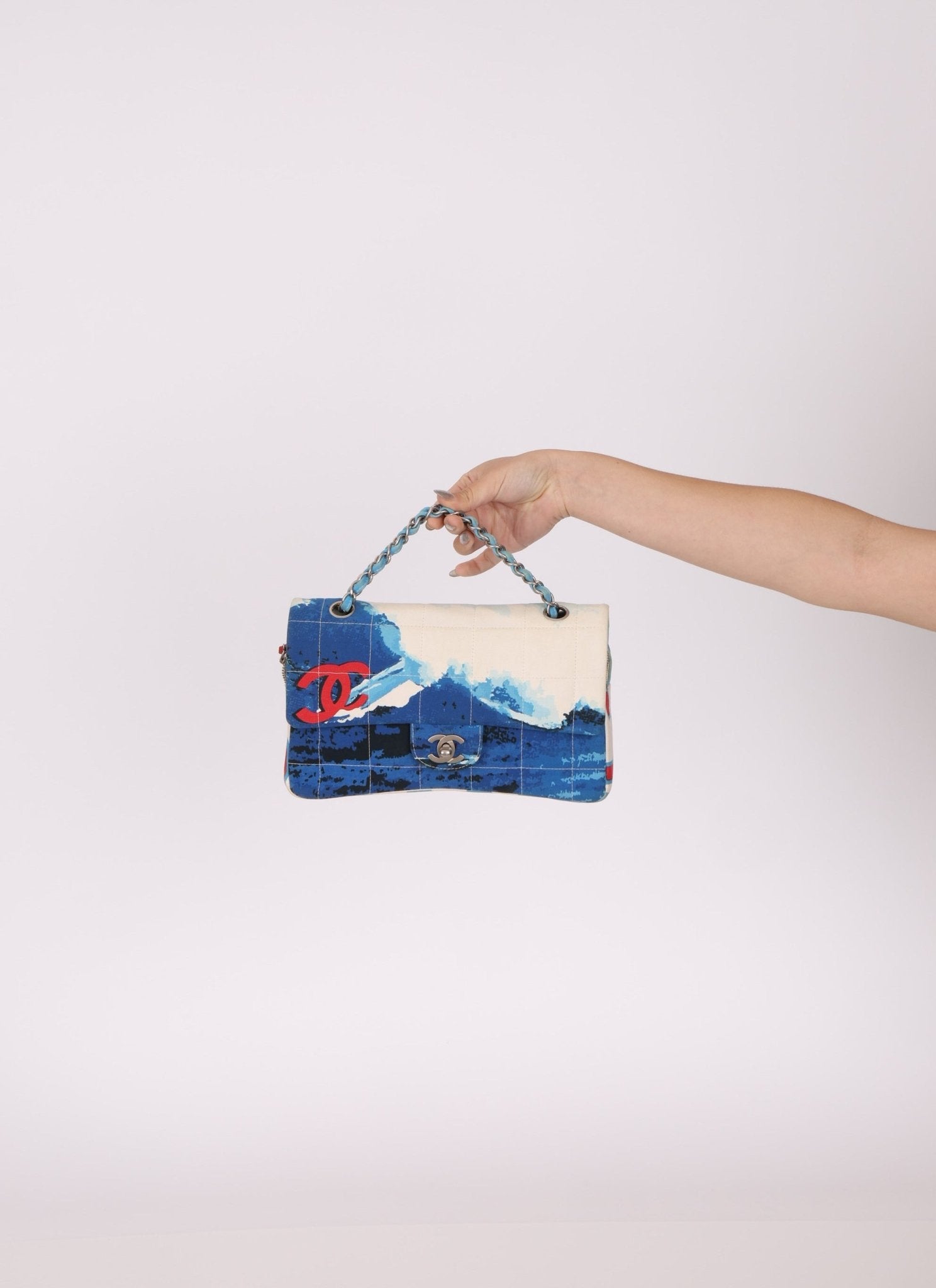 Ultra - Rare Chanel 2002 Denim Surf Line Flap Bag - FashioNica