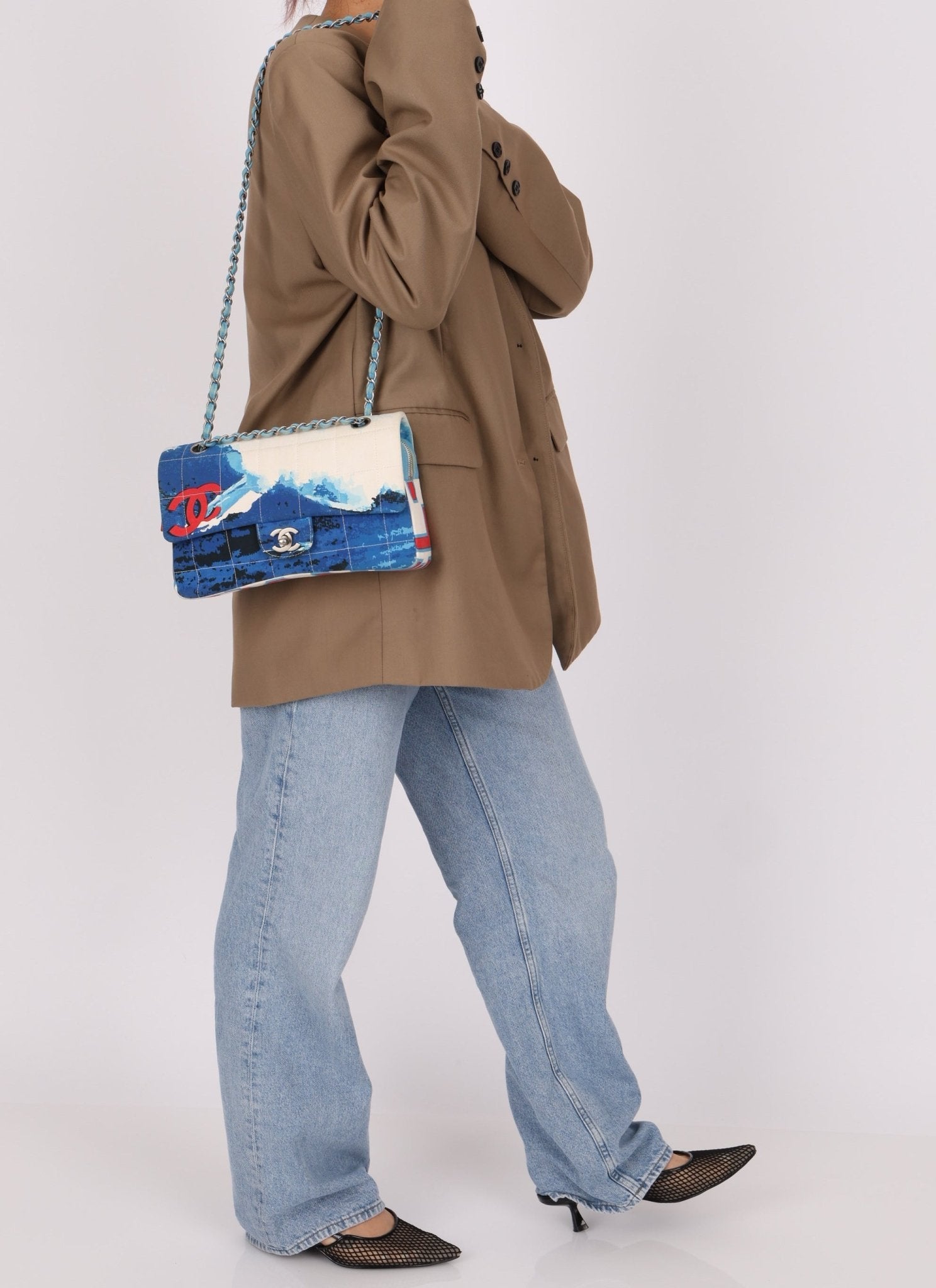 Ultra - Rare Chanel 2002 Denim Surf Line Flap Bag - FashioNica