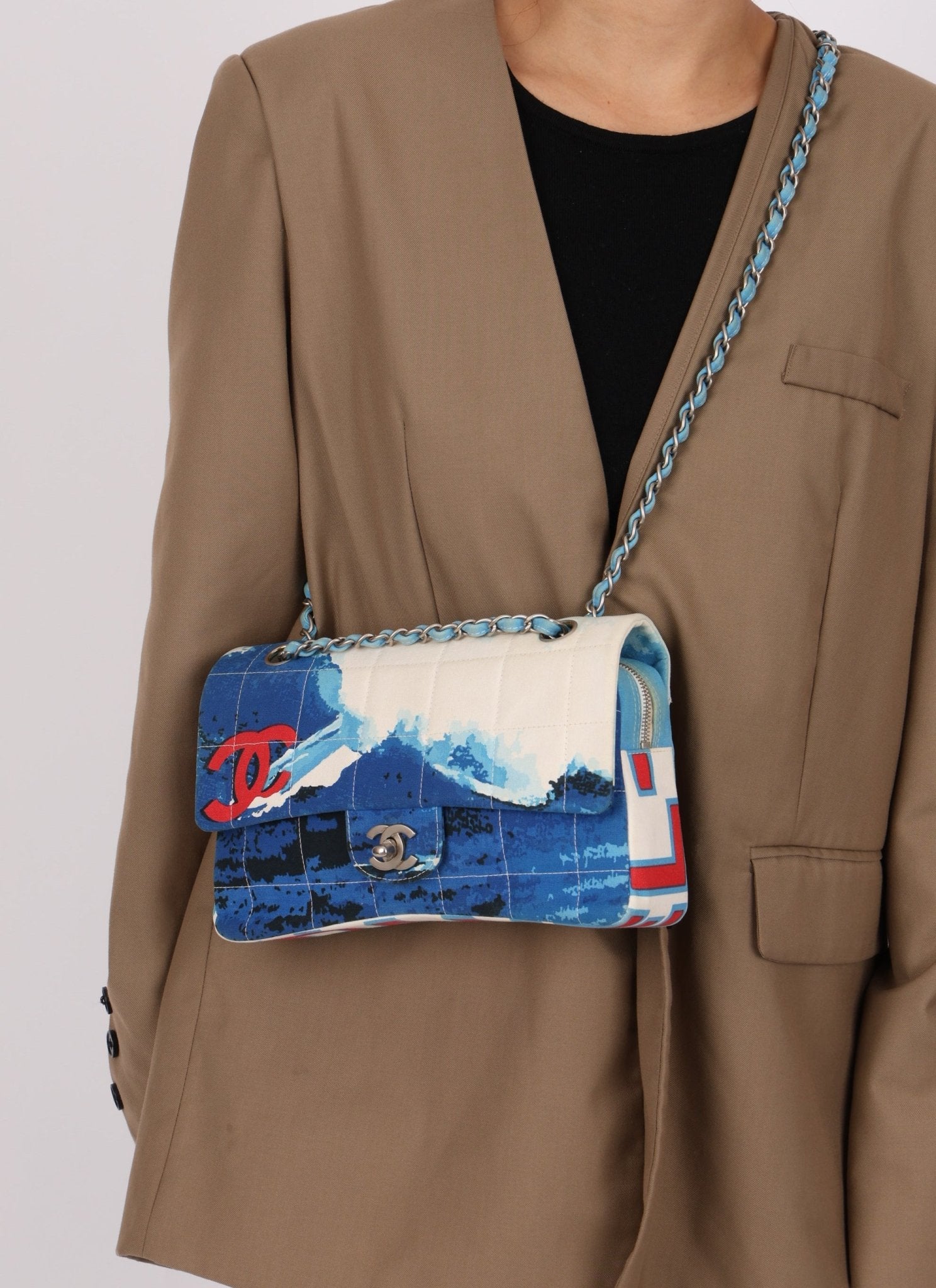 Ultra - Rare Chanel 2002 Denim Surf Line Flap Bag - FashioNica