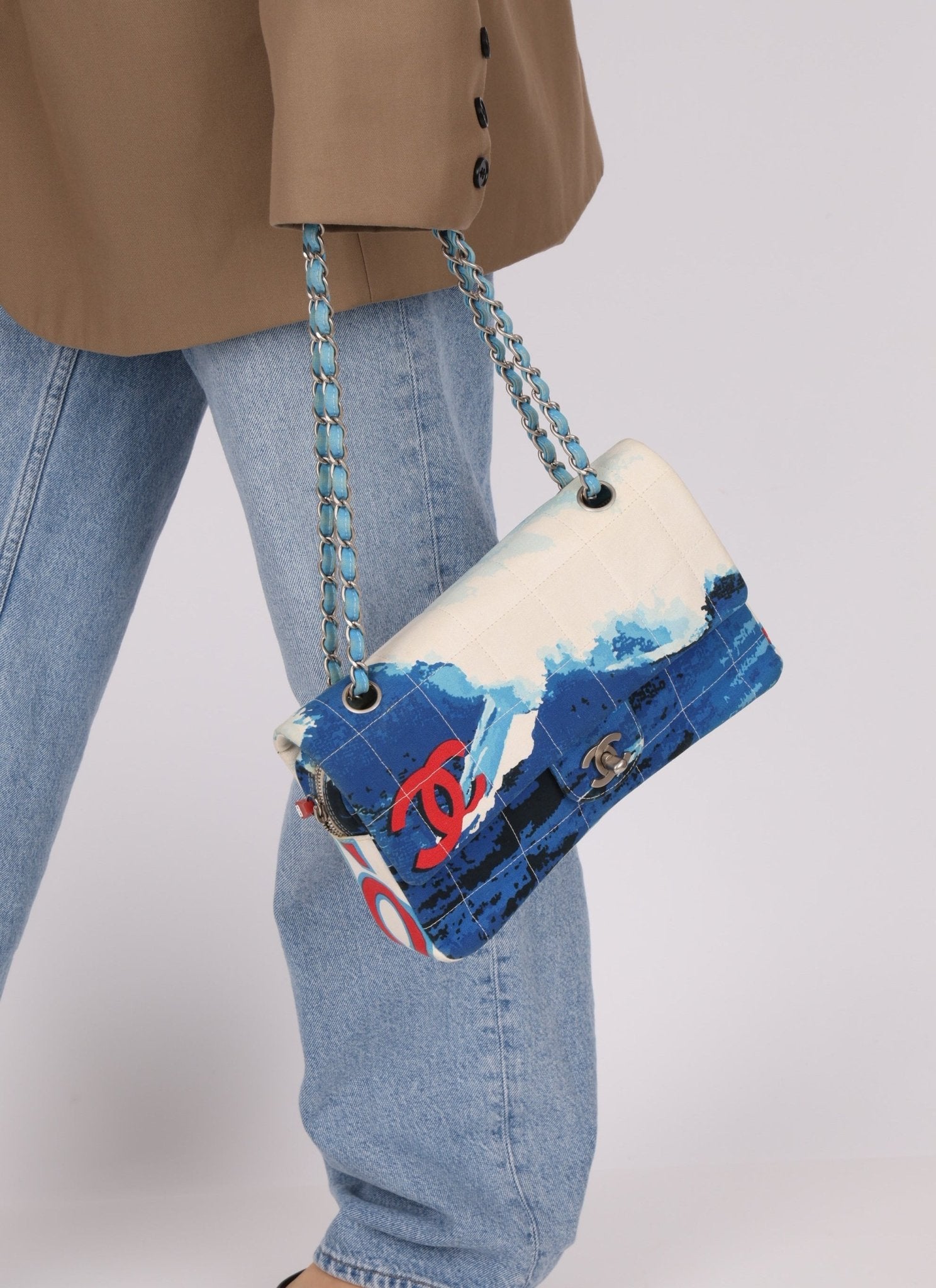 Ultra - Rare Chanel 2002 Denim Surf Line Flap Bag - FashioNica