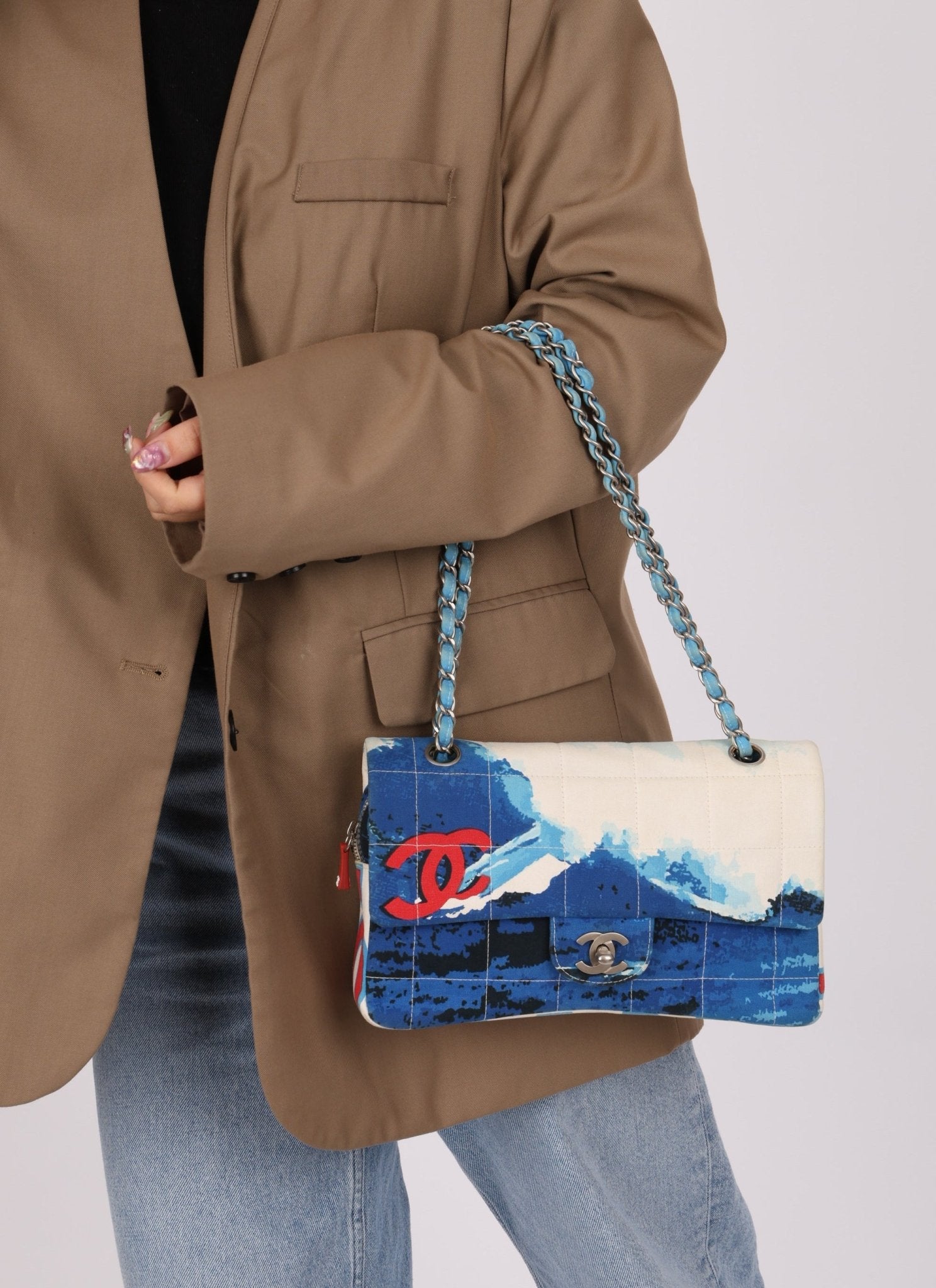 Ultra - Rare Chanel 2002 Denim Surf Line Flap Bag - FashioNica