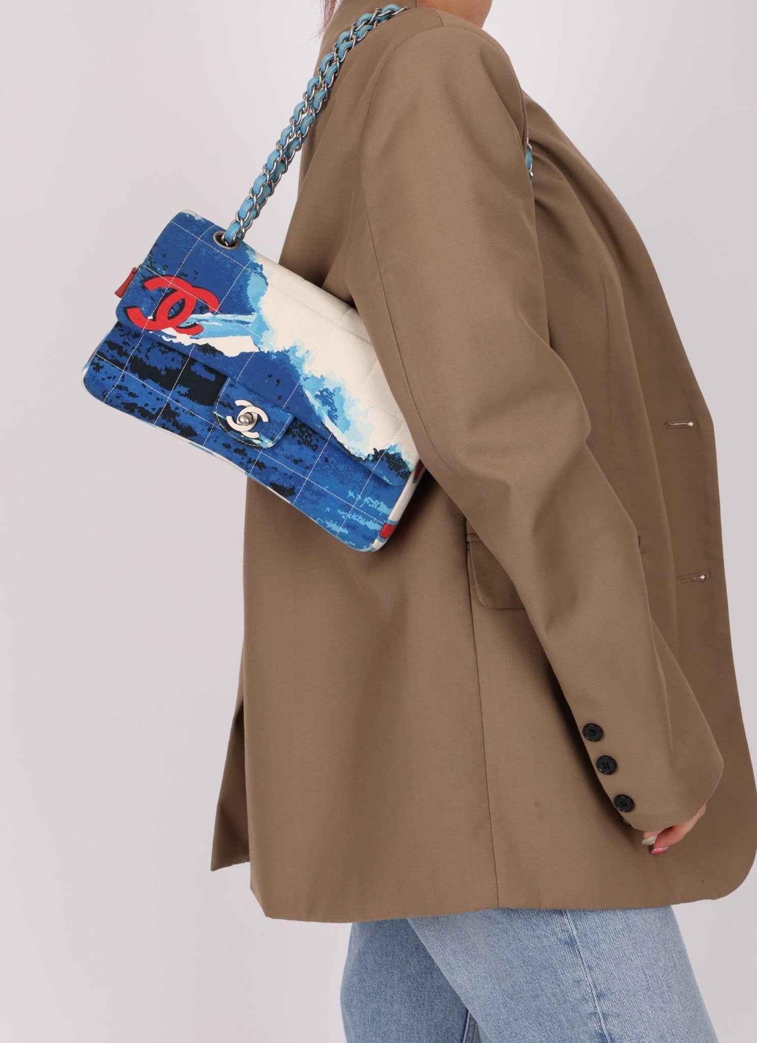 Ultra - Rare Chanel 2002 Denim Surf Line Flap Bag - FashioNica