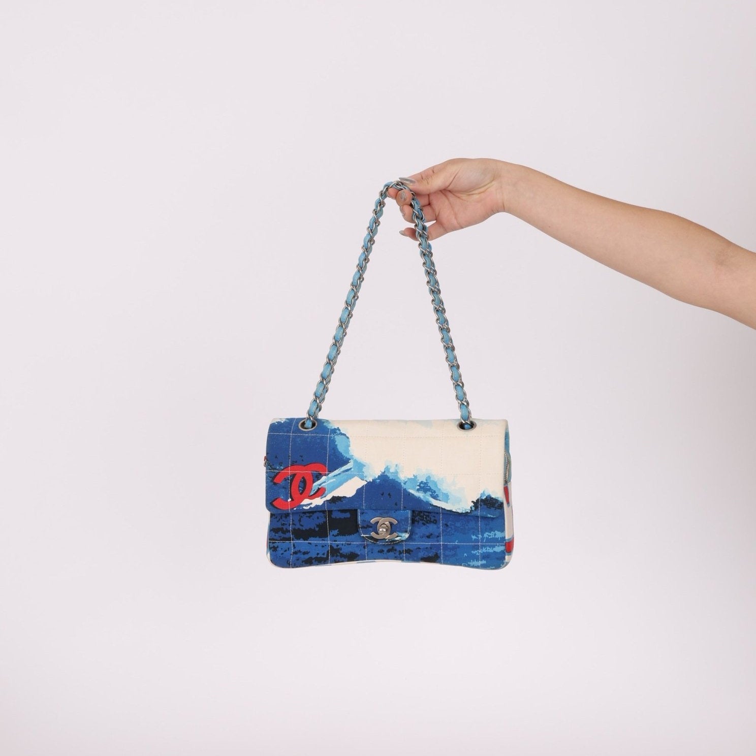 Ultra - Rare Chanel 2002 Denim Surf Line Flap Bag - FashioNica