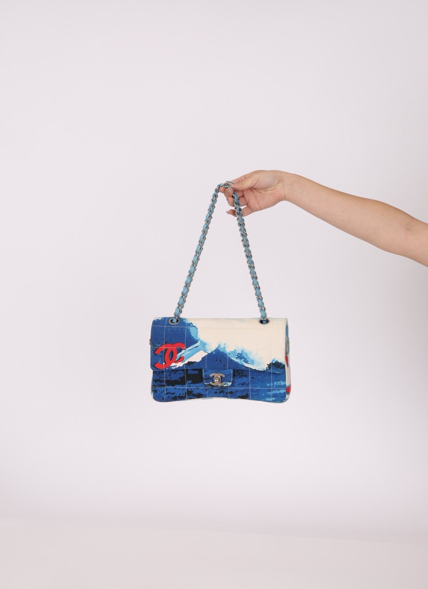 Ultra - Rare Chanel 2002 Denim Surf Line Flap Bag - FashioNica