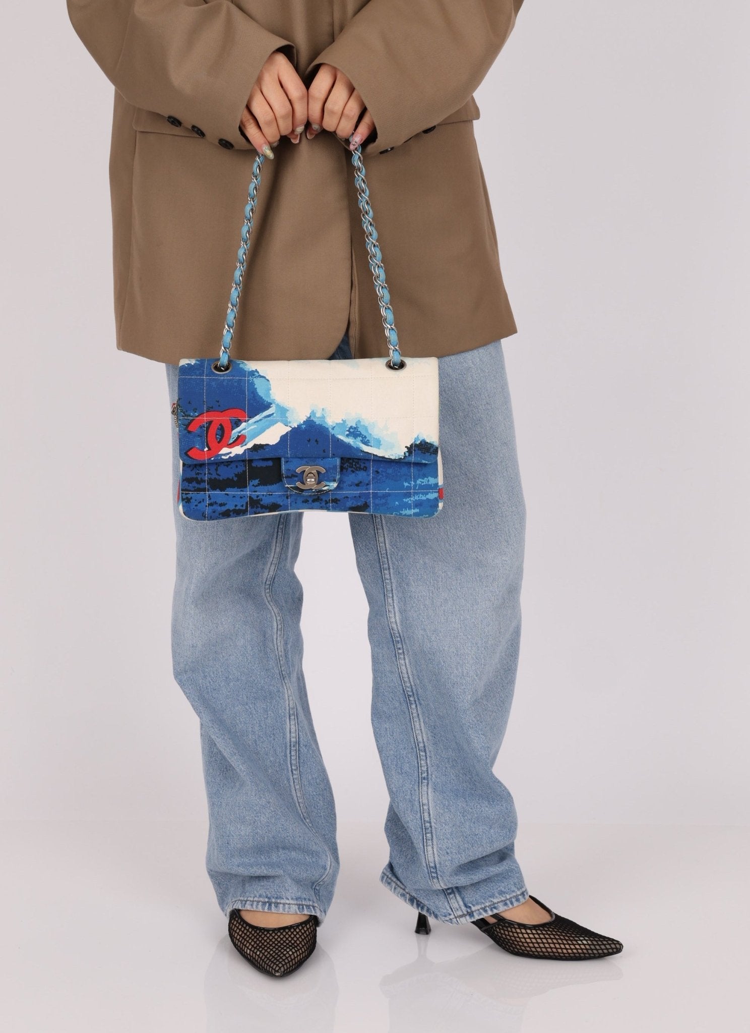 Ultra - Rare Chanel 2002 Denim Surf Line Flap Bag - FashioNica