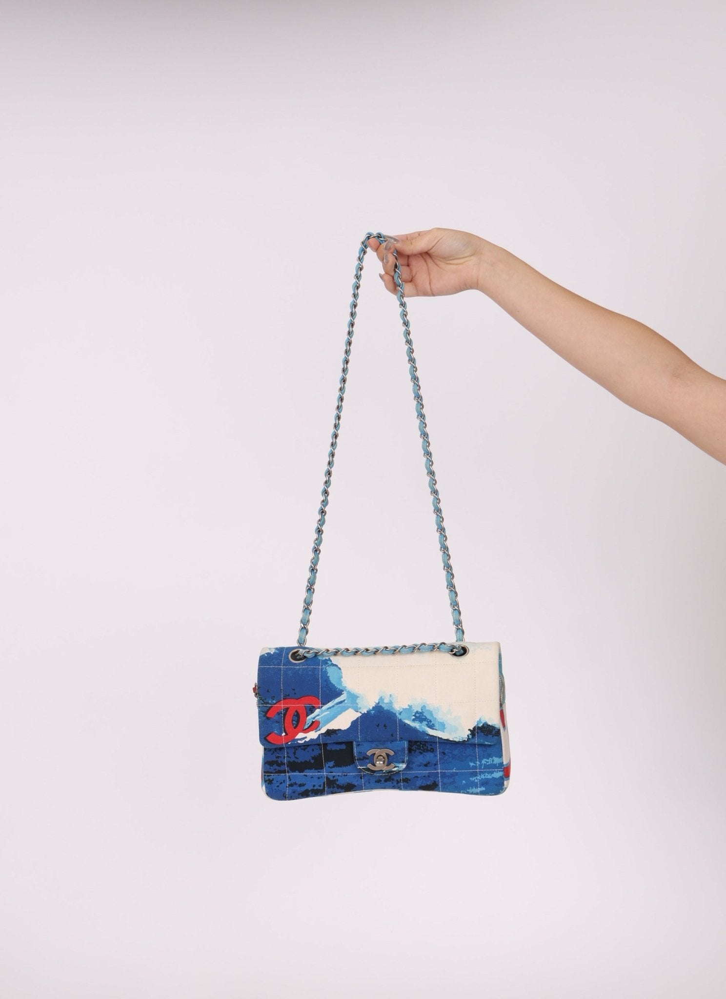 Ultra - Rare Chanel 2002 Denim Surf Line Flap Bag - FashioNica