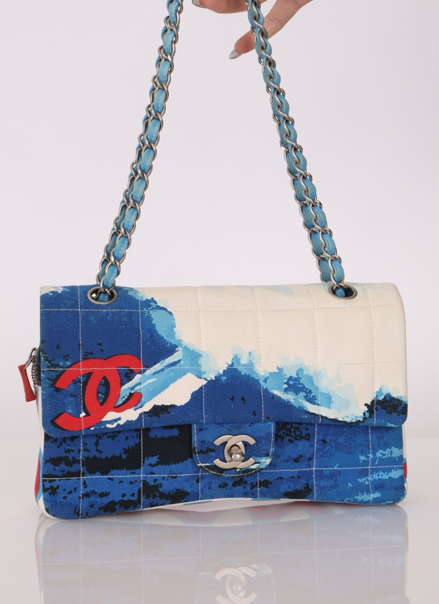 Ultra - Rare Chanel 2002 Denim Surf Line Flap Bag - FashioNica