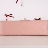 Ultra - Rare Chanel 2003 Caviar Rose Sakura Small Double Flap 24K GP - FashioNica