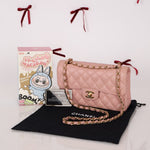 Ultra - Rare Chanel 2003 Caviar Rose Sakura Small Double Flap 24K GP - FashioNica