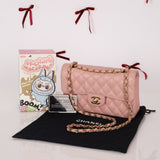 Ultra - Rare Chanel 2003 Caviar Rose Sakura Small Double Flap 24K GP - FashioNica