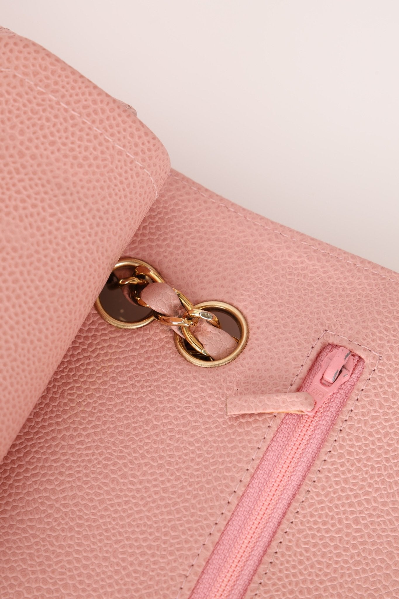 Ultra - Rare Chanel 2003 Caviar Rose Sakura Small Double Flap 24K GP - FashioNica