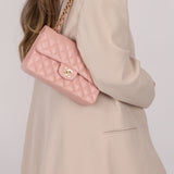 Ultra - Rare Chanel 2003 Caviar Rose Sakura Small Double Flap 24K GP - FashioNica