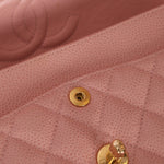 Ultra - Rare Chanel 2003 Caviar Rose Sakura Small Double Flap 24K GP - FashioNica