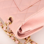 Ultra - Rare Chanel 2003 Caviar Rose Sakura Small Double Flap 24K GP - FashioNica